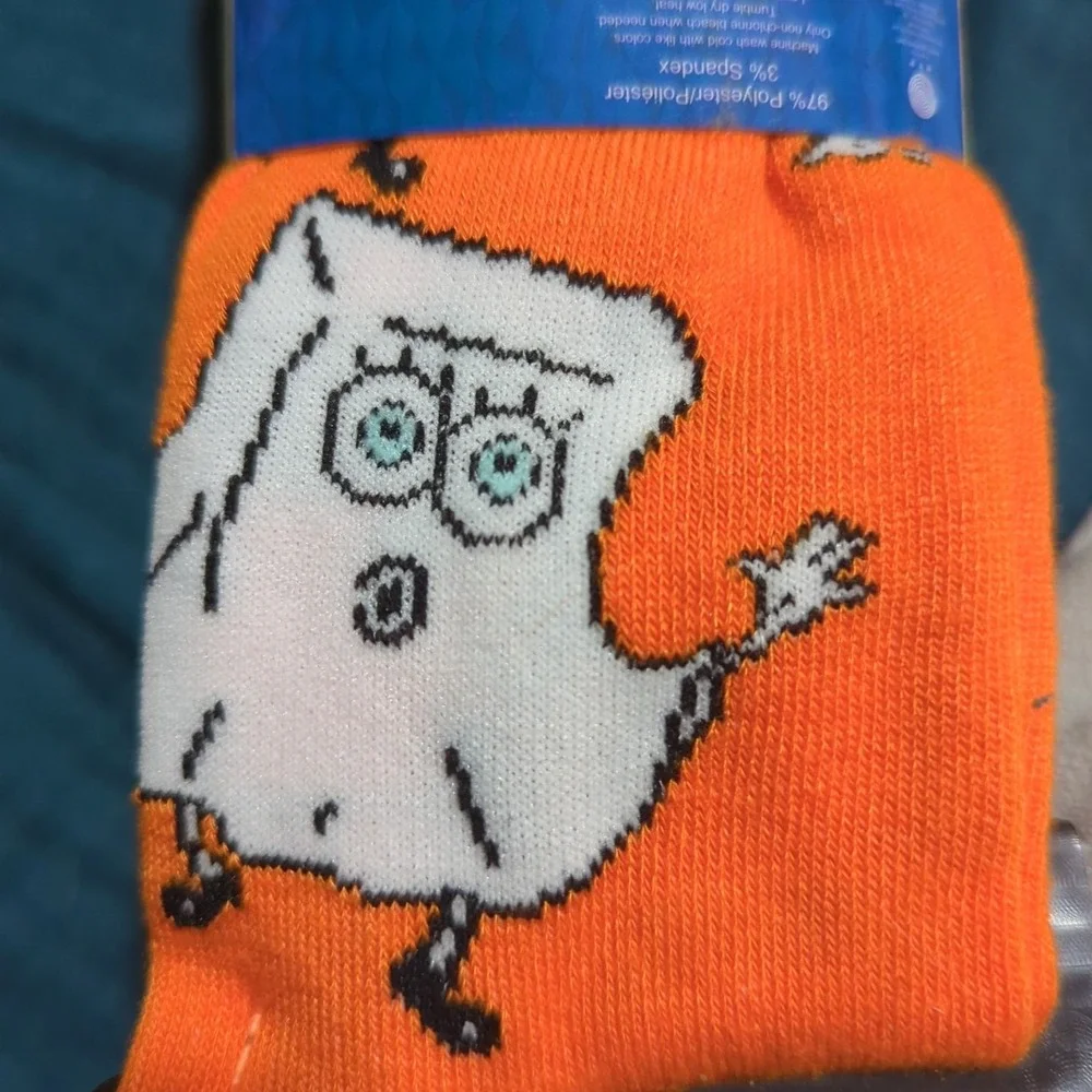 New Halloween Spongebob Squarepants 6 Pair‎ Crew Socks Ghosts 6-12